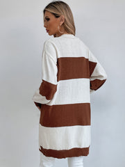 Stripe Extra Long Sweater Cardigan Sai Feel