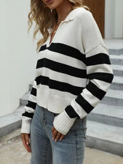 Striped Drop Shoulder Sweater Sai Feel