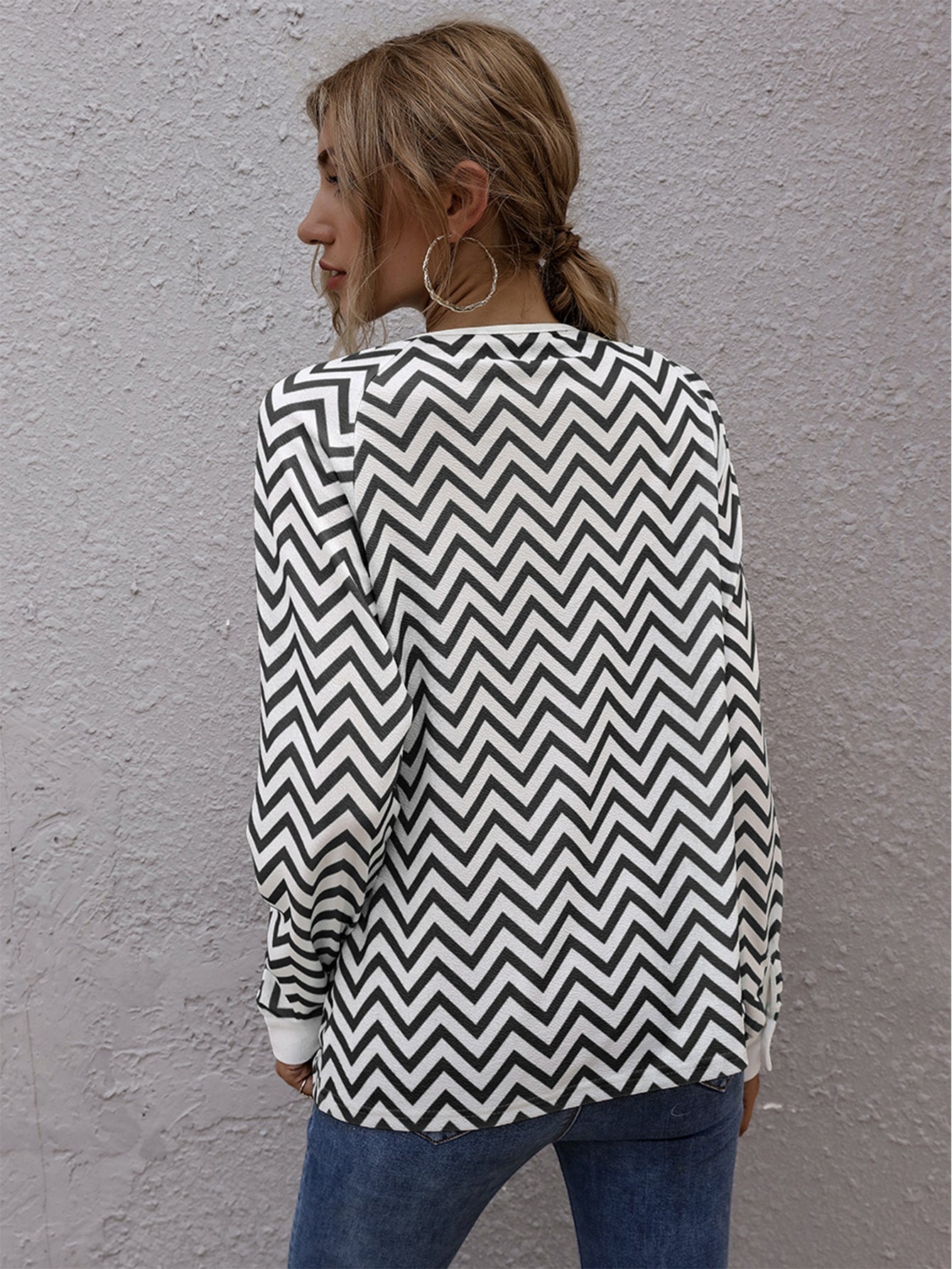 Striped Raglan Sleeve Coat Sai Feel