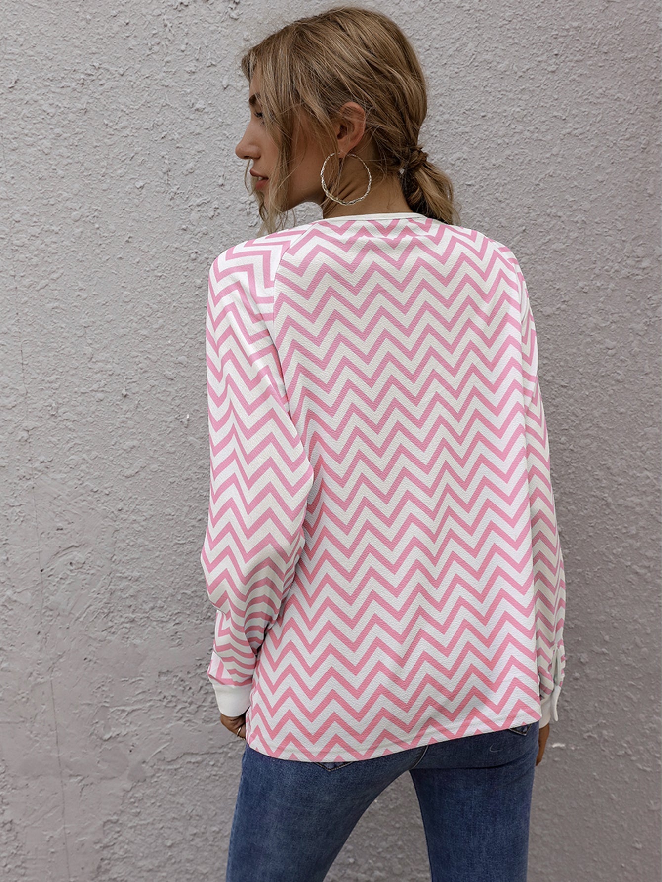 Striped Raglan Sleeve Coat Sai Feel