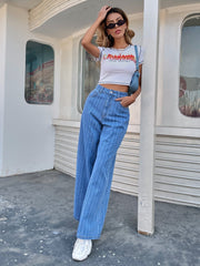 Striped Wide Leg Jeans Sai Feel