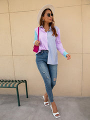 Striped color block shirt Sai Feel