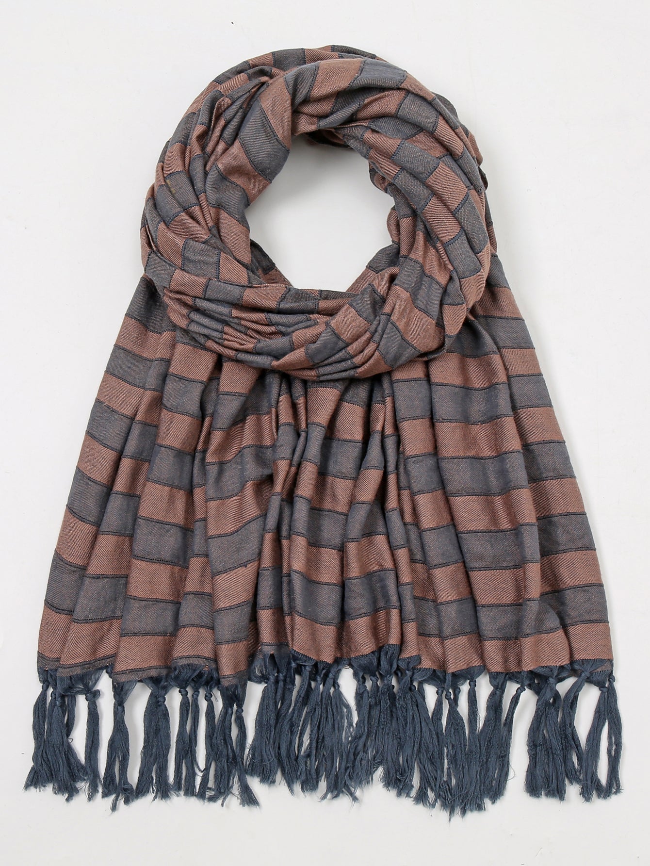 Striped fringed scarf Sai Feel