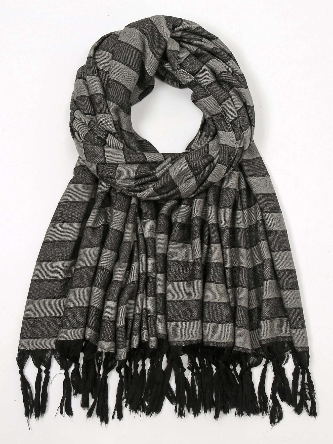 Striped fringed scarf Sai Feel