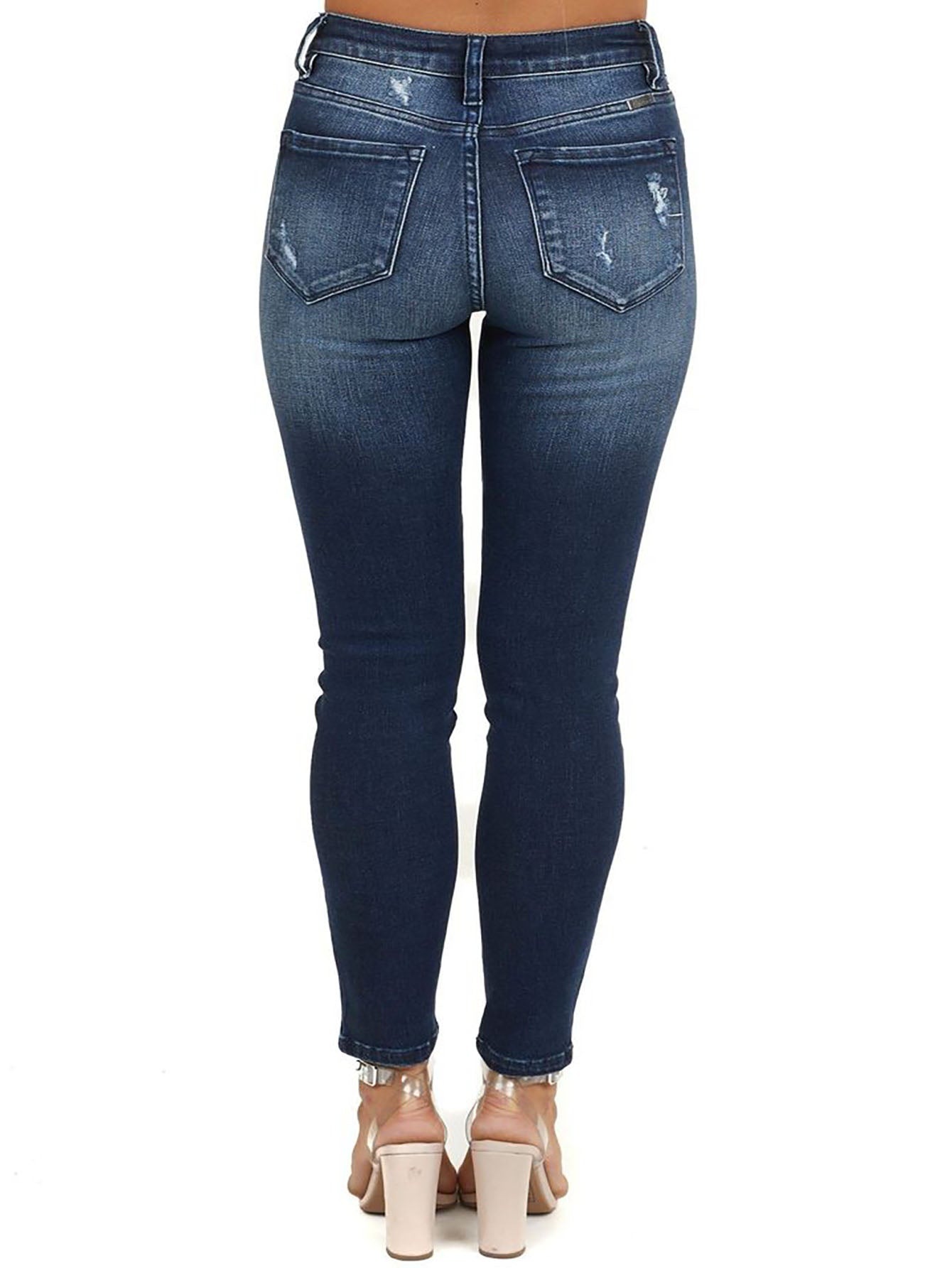 Stylish Front Buttons Skinny Blue Ripped Jeans Sai Feel