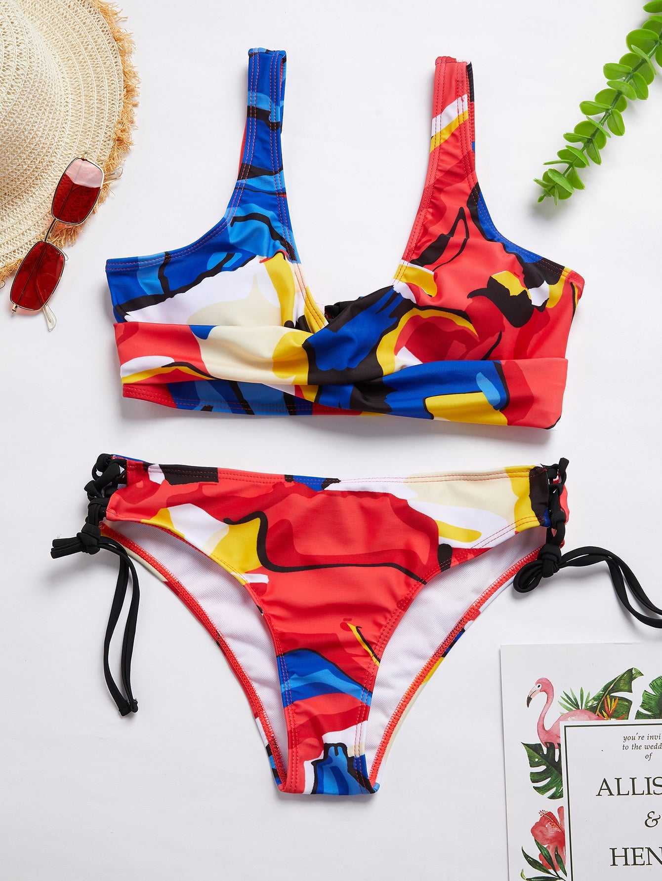 Summer Sexy Two Piece Swimsuits Beach Suit Women Floral Print Bikini Swimsuit Swimwear Female Bandage Bikini Set Bathing Suit Sai Feel