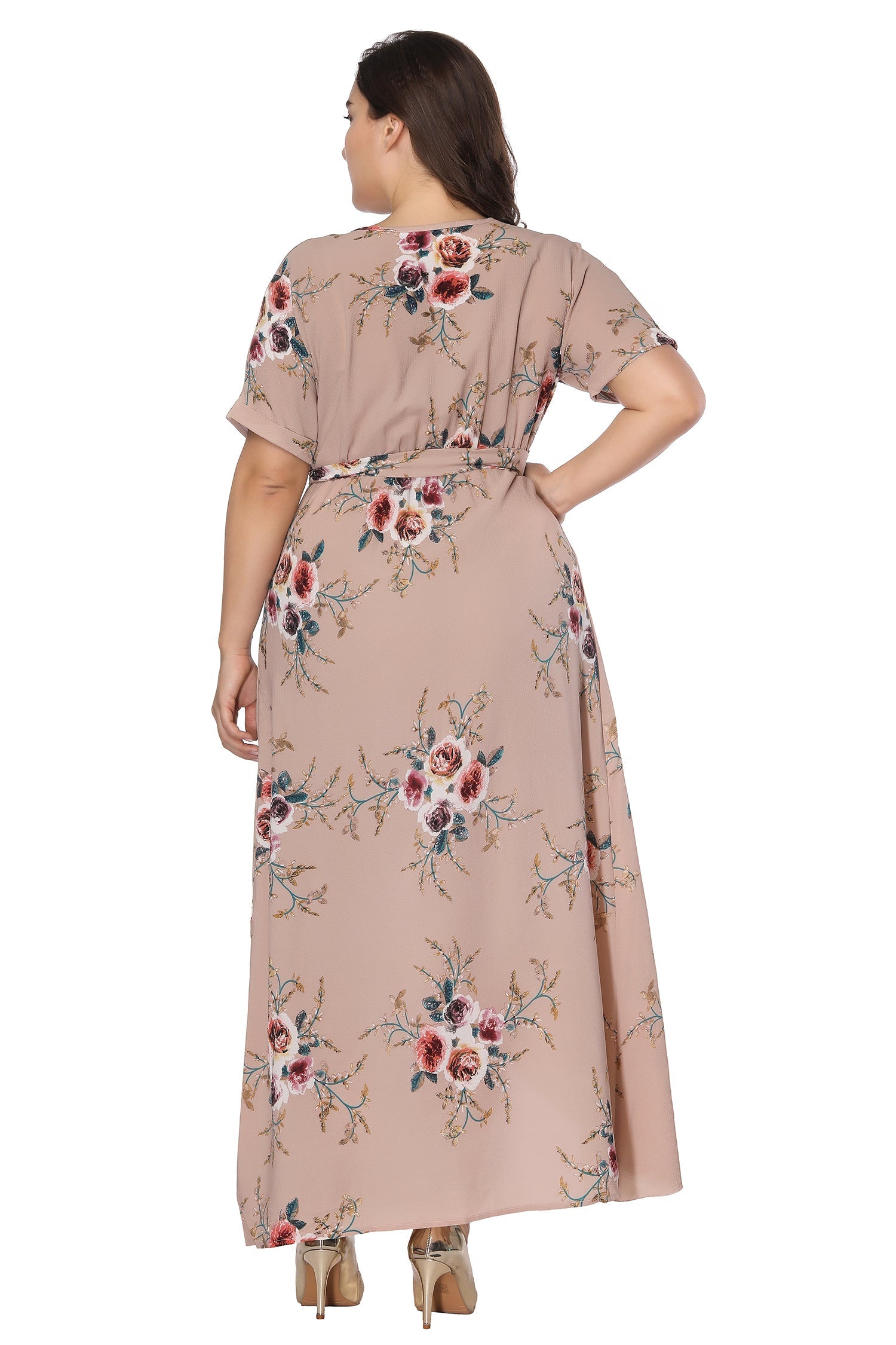 Summer large size print dress Bohemian V-neck beach long dress Plus size Sai Feel