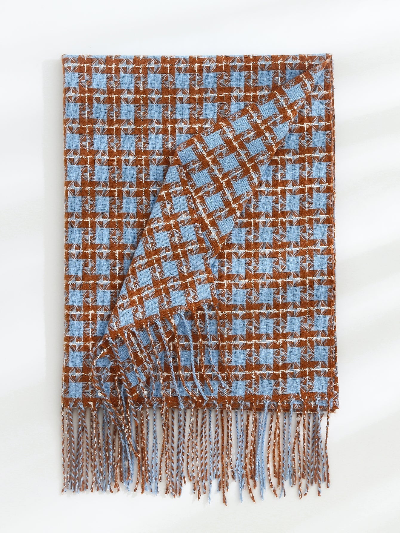 Super Soft Plaid Fringe Scarf Sai Feel