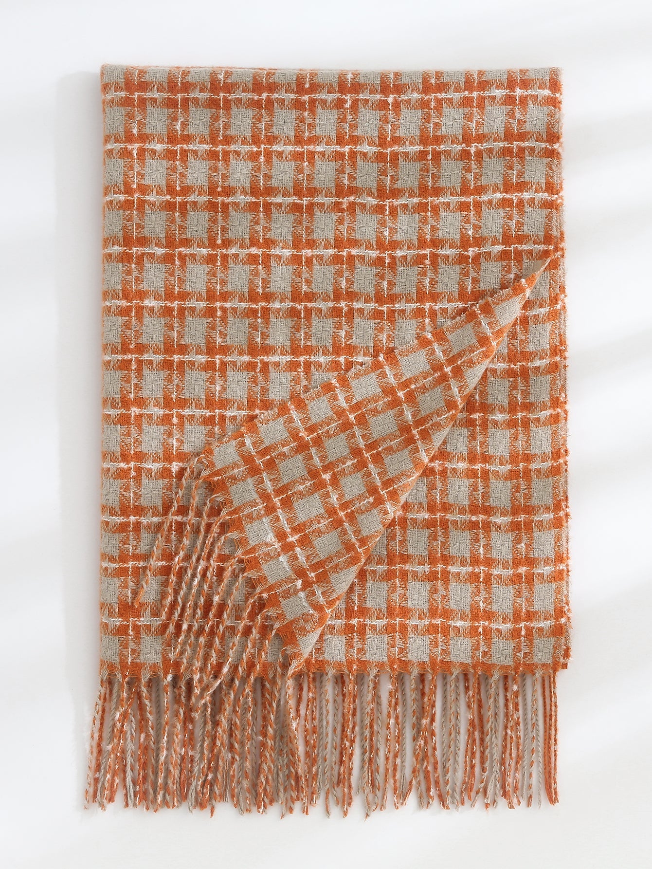 Super Soft Plaid Fringe Scarf Sai Feel