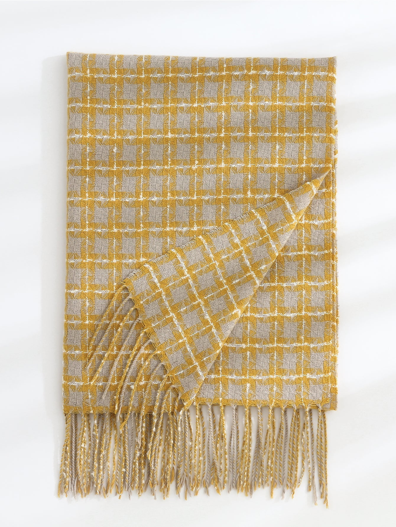 Super Soft Plaid Fringe Scarf Sai Feel