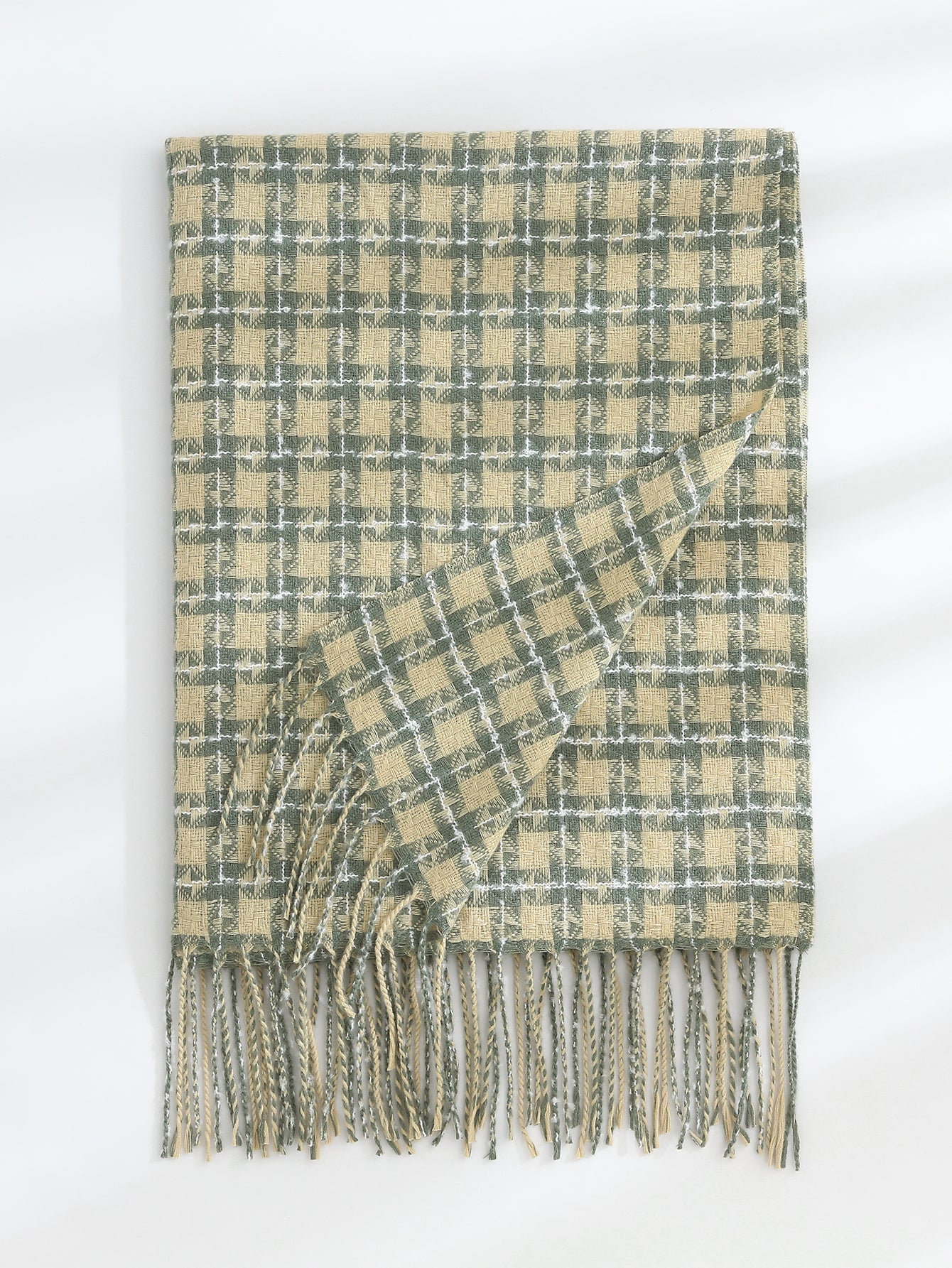 Super Soft Plaid Fringe Scarf Sai Feel