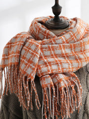 Super Soft Plaid Fringe Scarf Sai Feel