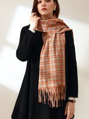 Super Soft Plaid Fringe Scarf Sai Feel