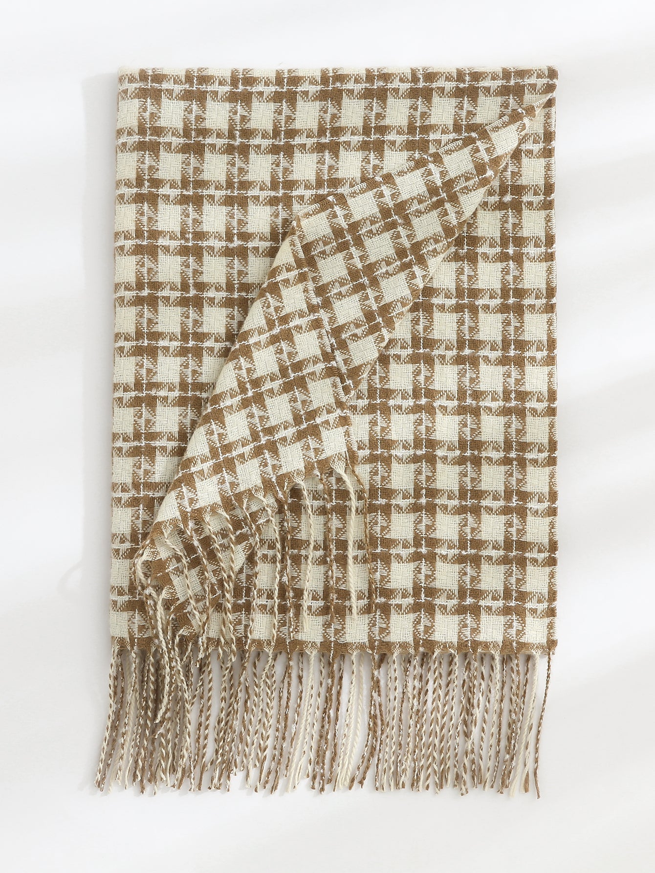 Super Soft Plaid Fringe Scarf Sai Feel