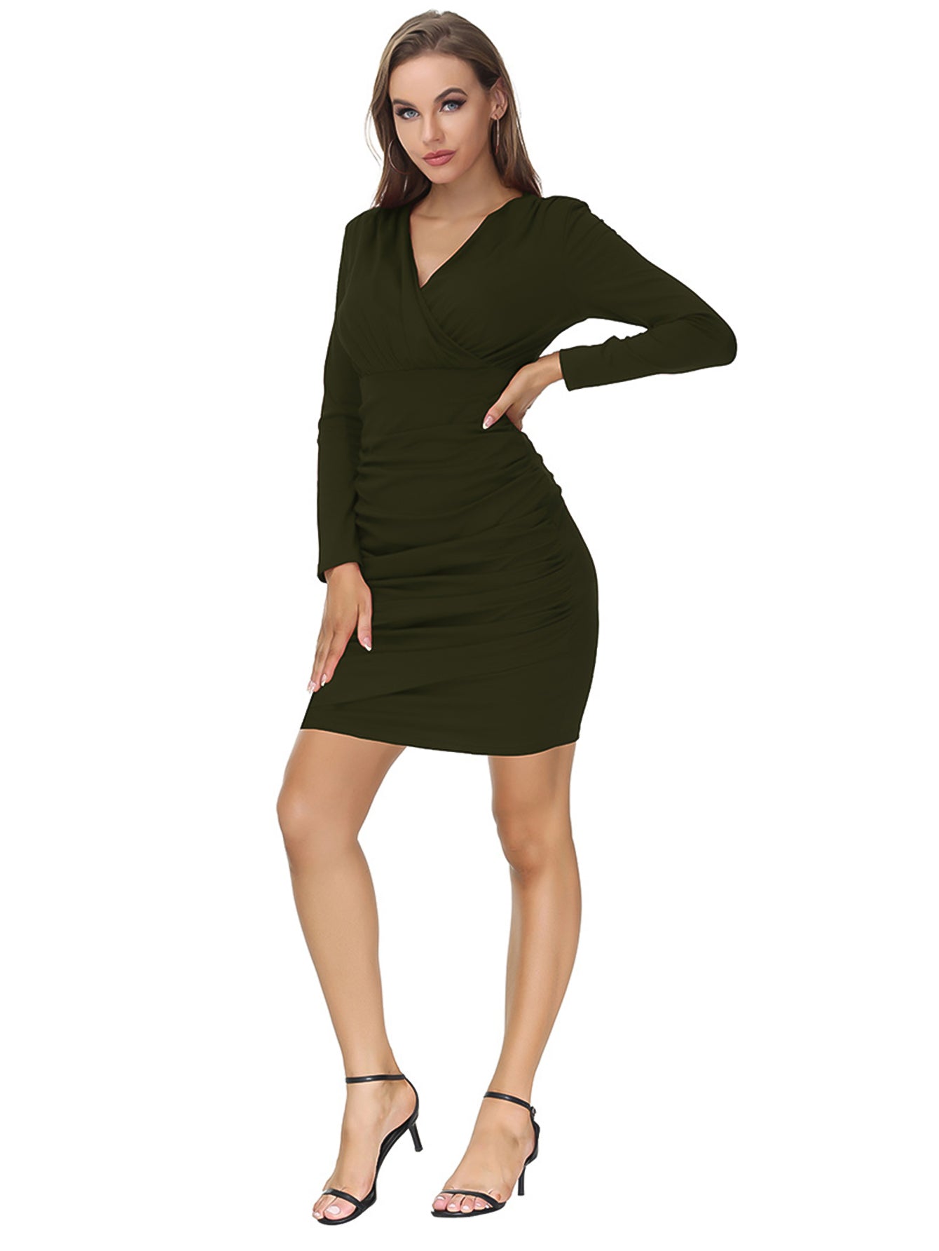 Surplice Neck Paperbag Bodycon Dress Sai Feel