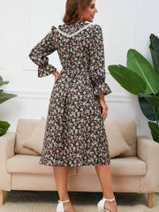 Sweet Floral Elastic Waist Dress Sai Feel