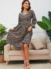 Sweet Floral Elastic Waist Dress Sai Feel