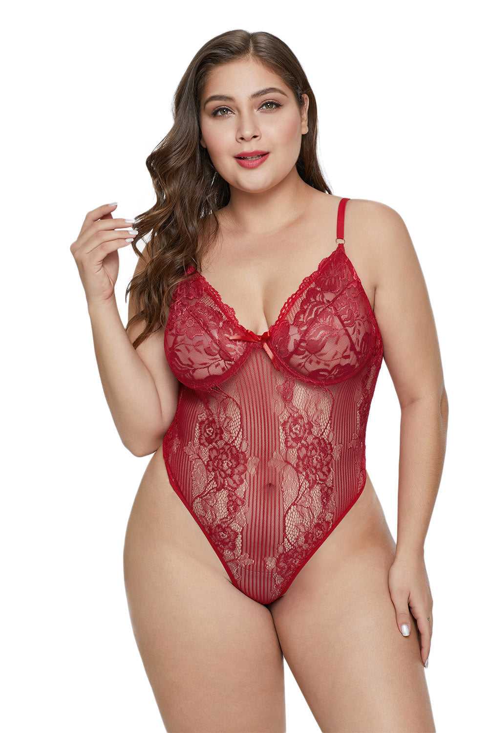 Sweet Floral Plus Size Teddy Lingerie Sai Feel