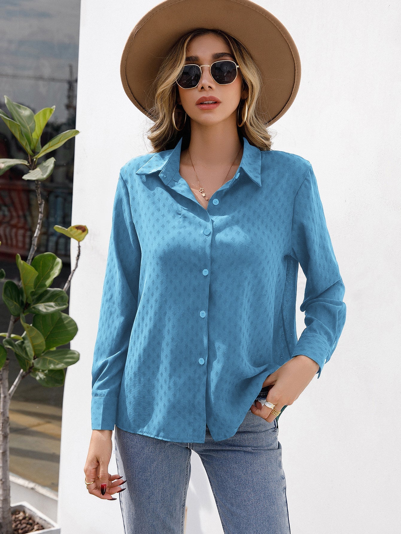 Swiss Dots Button Up Blouse Sai Feel