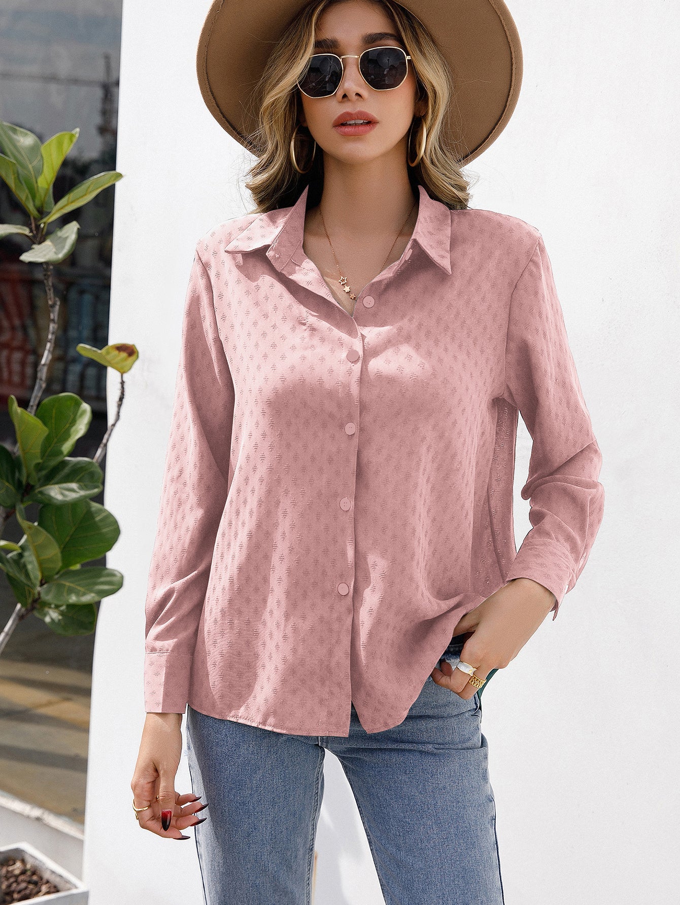 Dots Button Up Swiss Dots Button Up Blouse – Sai Feel