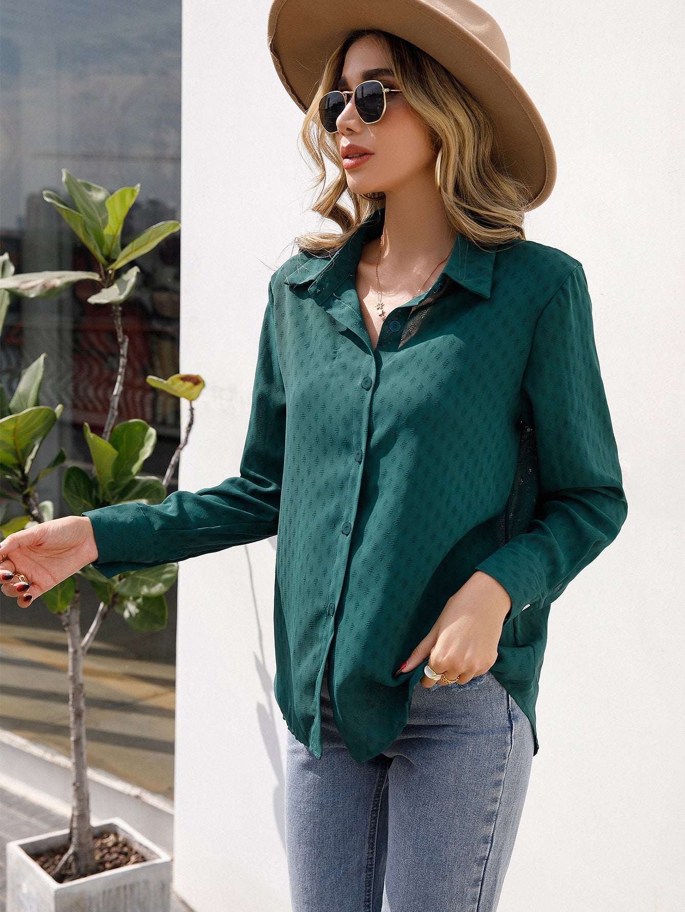 Dots Button Up Swiss Dots Button Up Blouse – Sai Feel