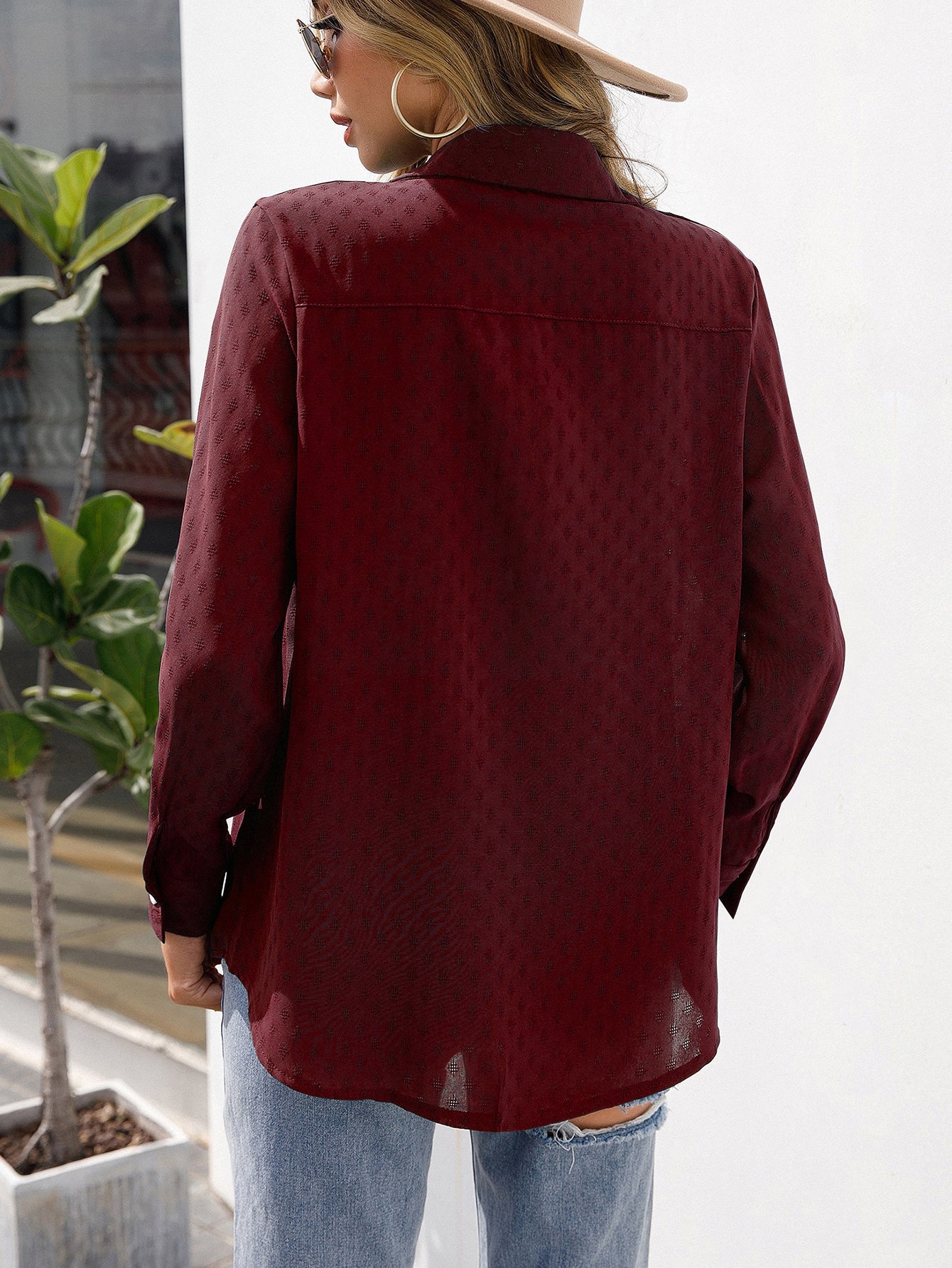 Dots Button Up Swiss Dots Button Up Blouse – Sai Feel