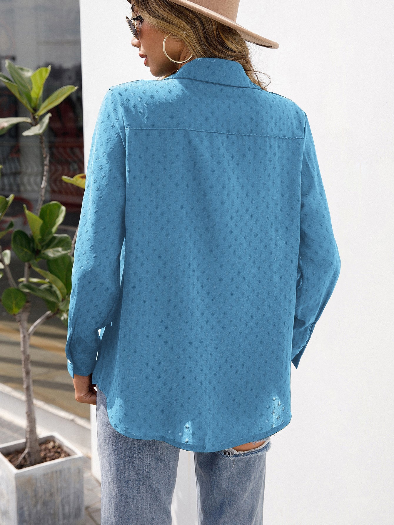 Dots Button Up Swiss Dots Button Up Blouse – Sai Feel