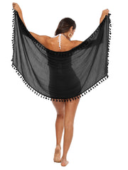 Tassel Trim Knot Front Mesh Cover Up Skirt Sai Feel