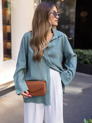 Temperament Solid Color Lapel Long Sleeve Shirt Ladies Top Sai Feel