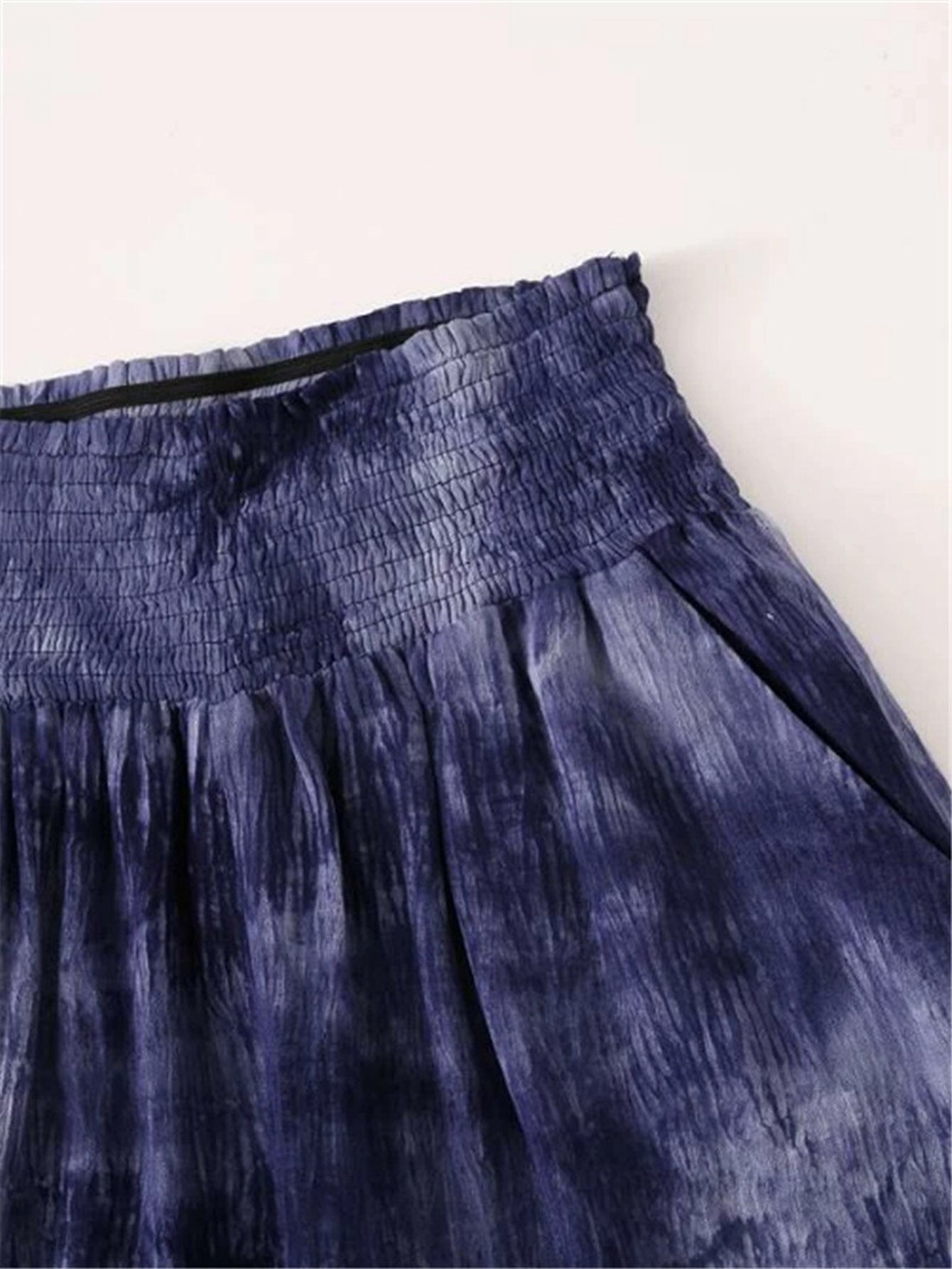 Tie Dye Frill Elastic Waist Wide Leg Pants Sai Feel