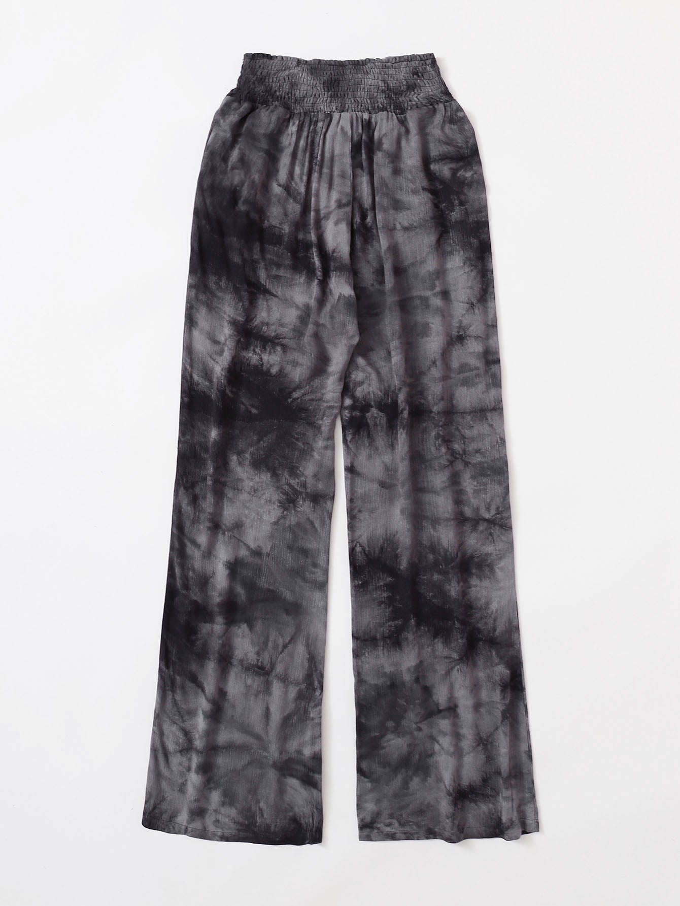 Tie Dye Frill Elastic Waist Wide Leg Pants Sai Feel