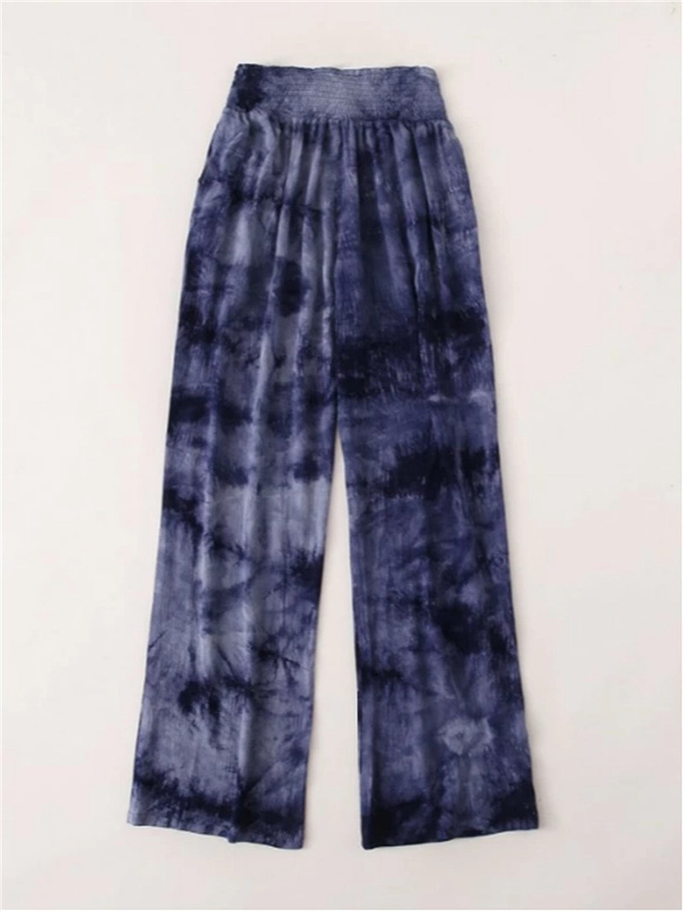 Tie Dye Frill Elastic Waist Wide Leg Pants Sai Feel