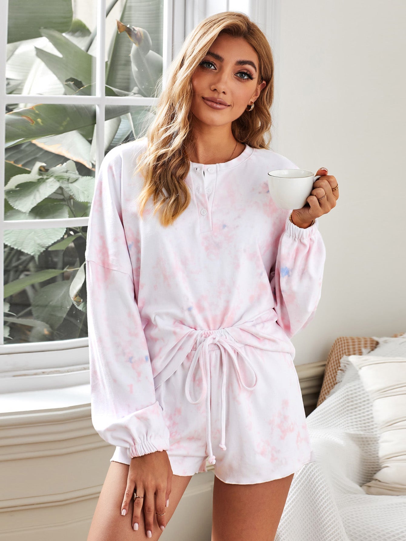 Tie Dye Knit Pajamas Set Sai Feel