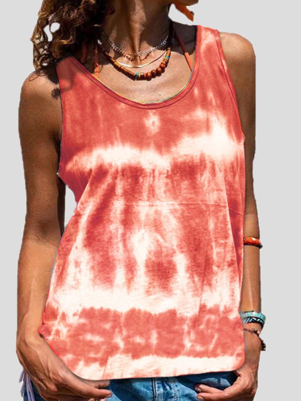 Tie-Dye Print Sleeveless Tank Top Sai Feel