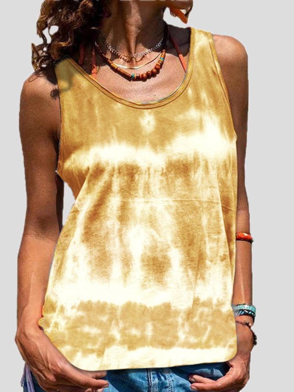 Tie-Dye Print Sleeveless Tank Top Sai Feel