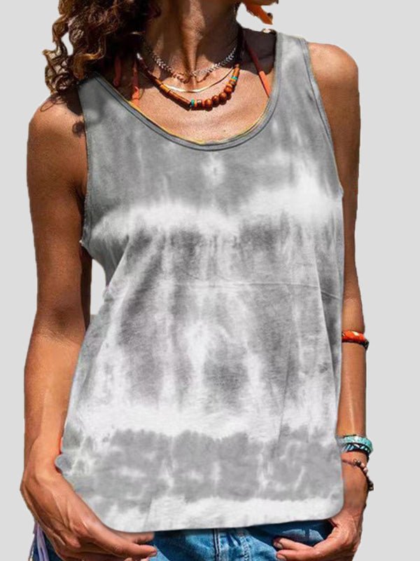 Tie-Dye Print Sleeveless Tank Top Sai Feel