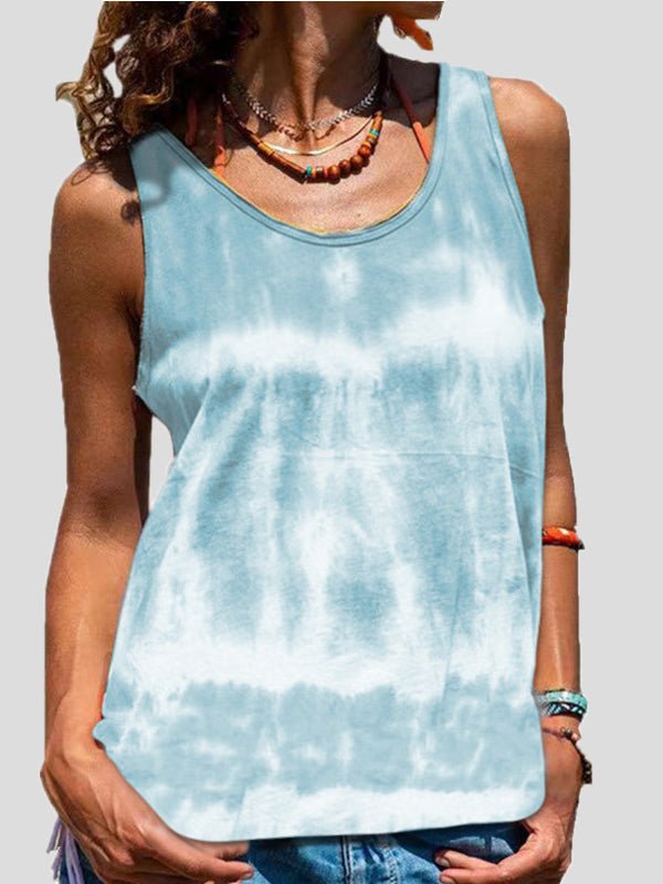 Tie-Dye Print Sleeveless Tank Top Sai Feel