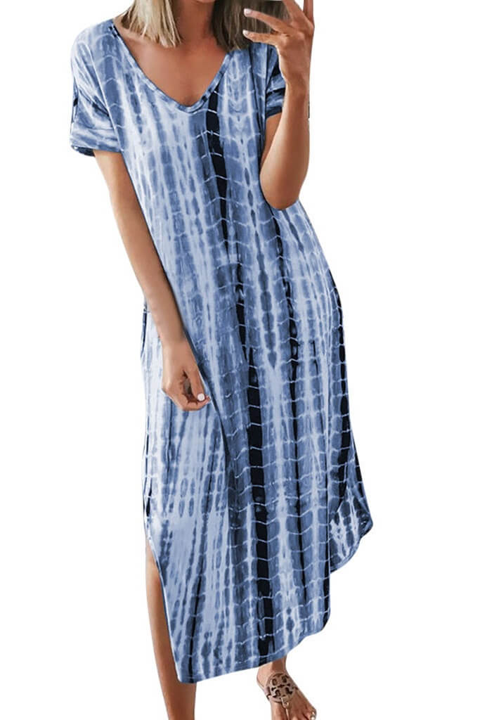 Tie-Dye Side Split Maxi Dress Sai Feel