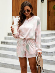 Tie Dye Women's Suits Leisure Sports Long Sleeve +  Shorts Suits Sai Feel