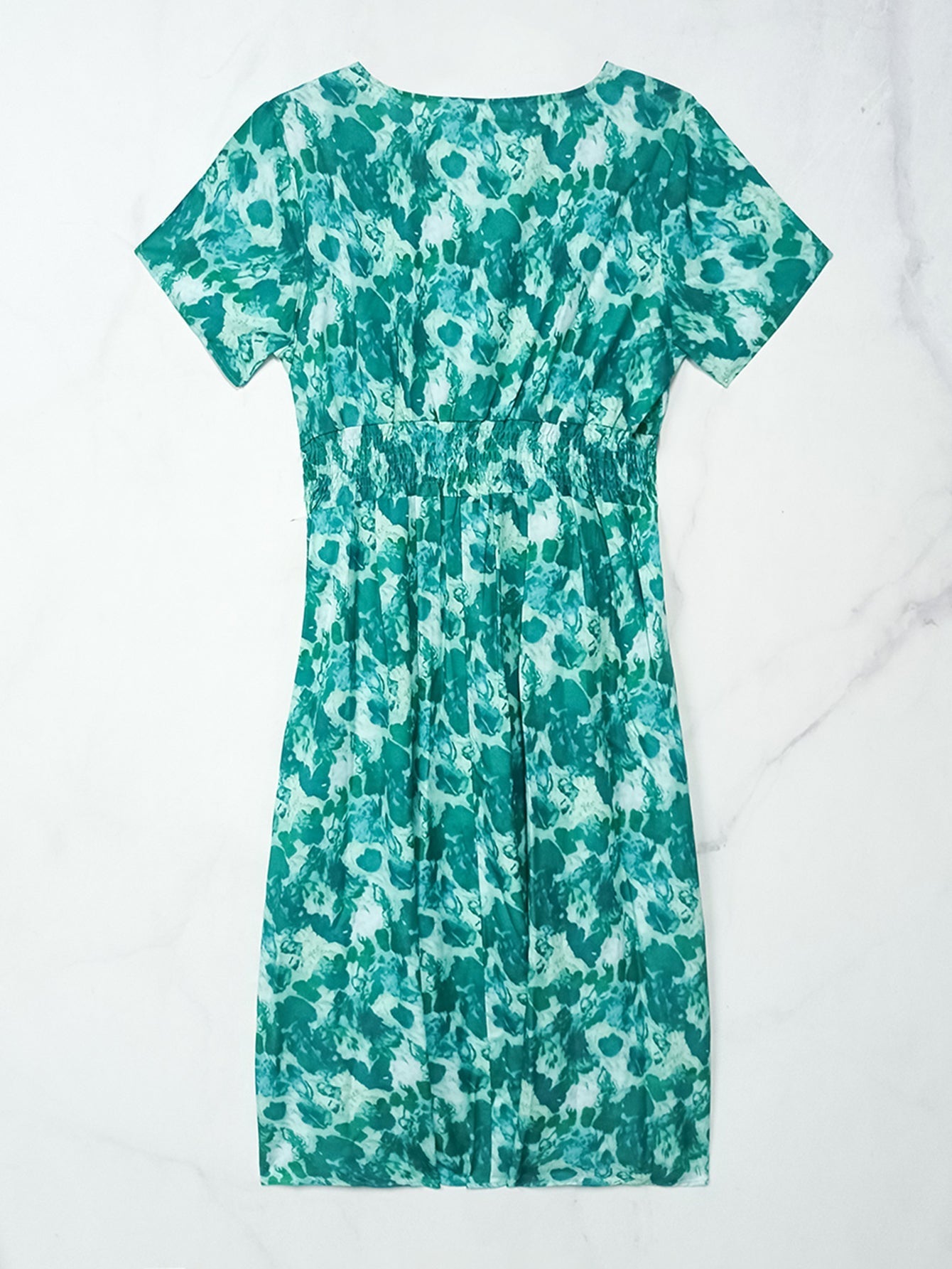 Tie Dyed V Neck Shirred Dress Sai Feel