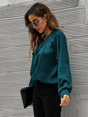 Tie Front Drawstring Blouse Sai Feel