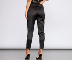 Tie Waist Satin Tapered Pants Sai Feel