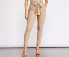 Tie Waist Skinny Paperbag Pants Sai Feel