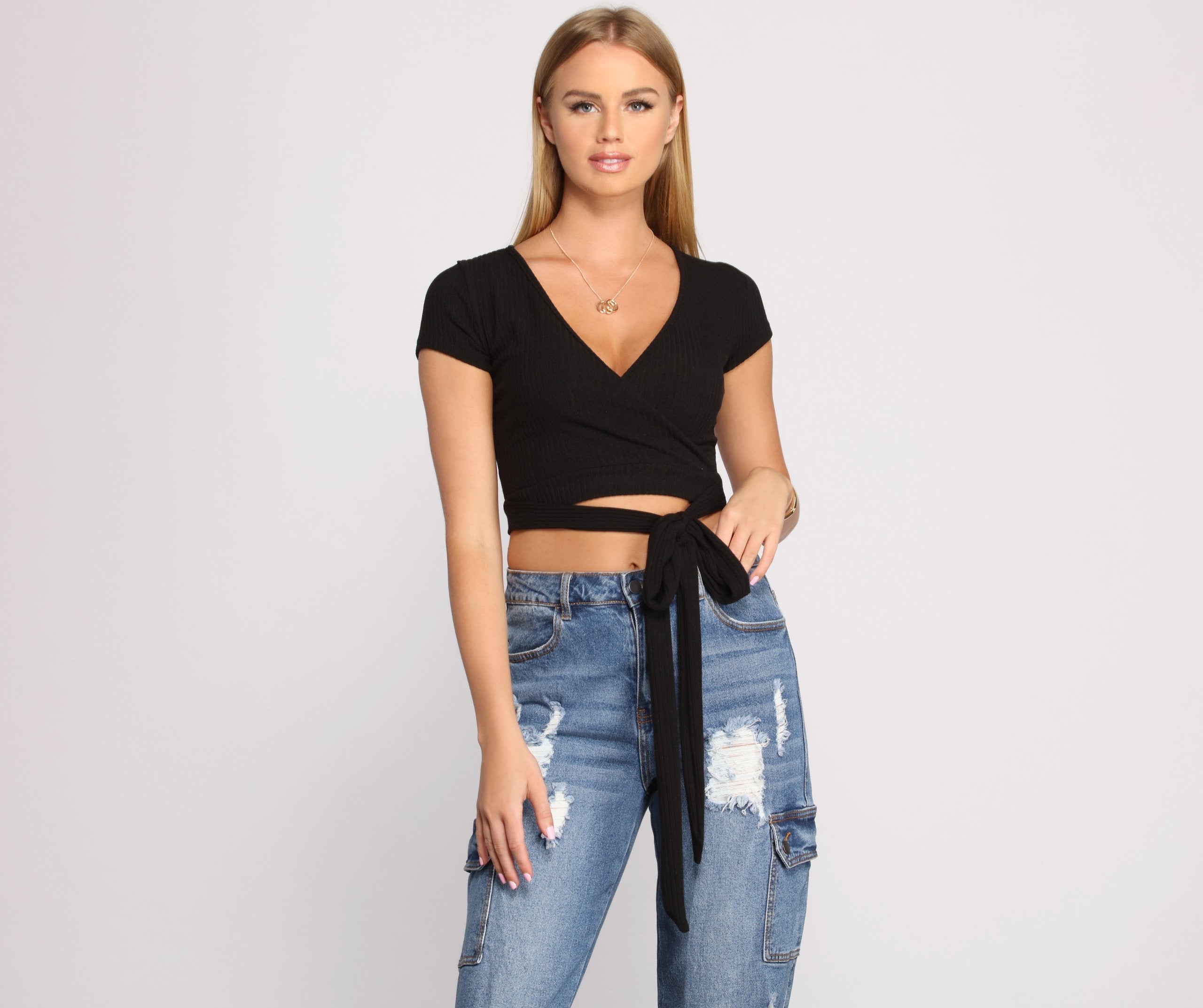 Tied To Basics Ribbed Crop Top Sai Feel