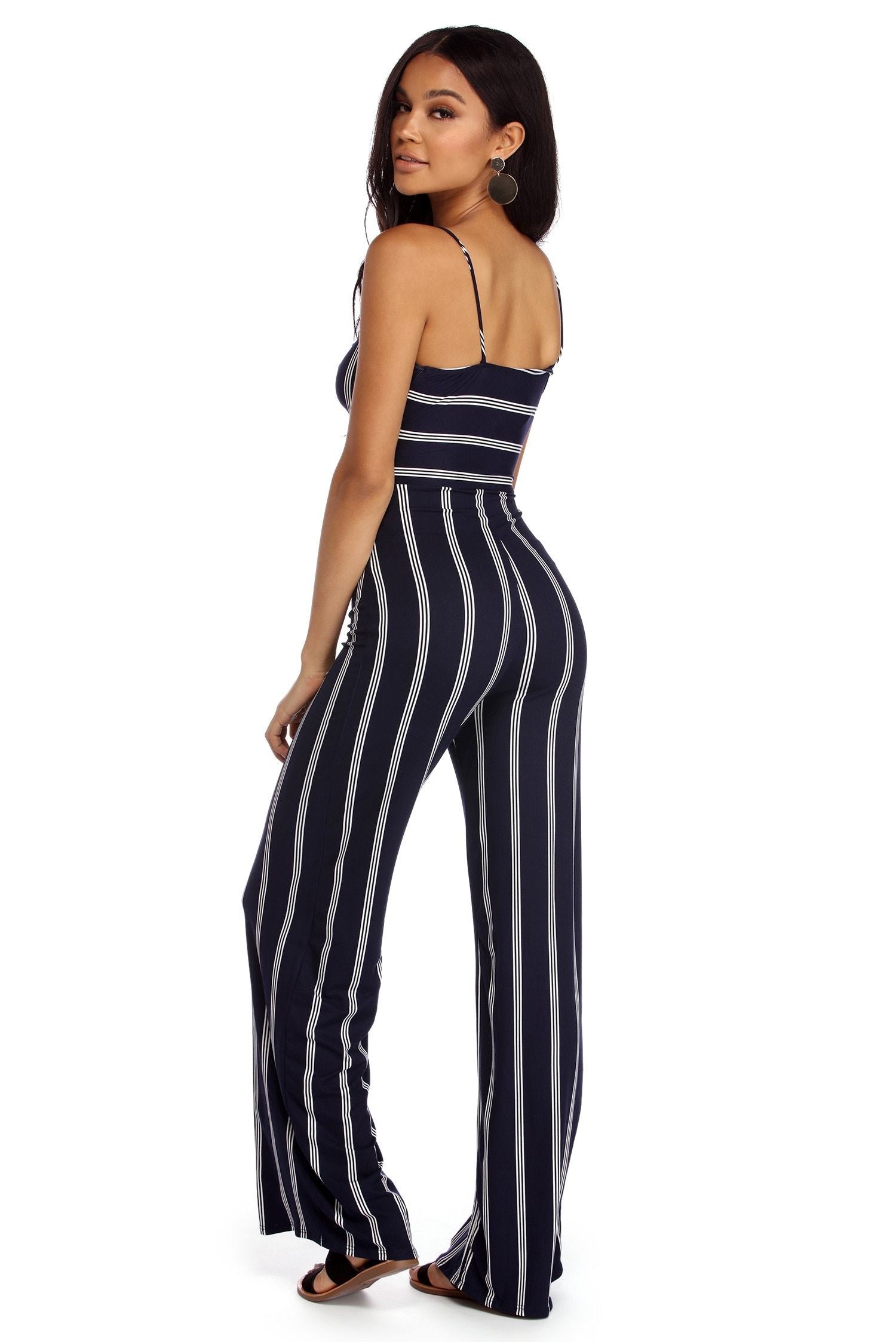 Tied To Perfection Striped Jumpsuit Sai Feel