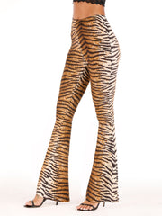 Tiger printed wide leg bell bottoms sweatpants Sai Feel