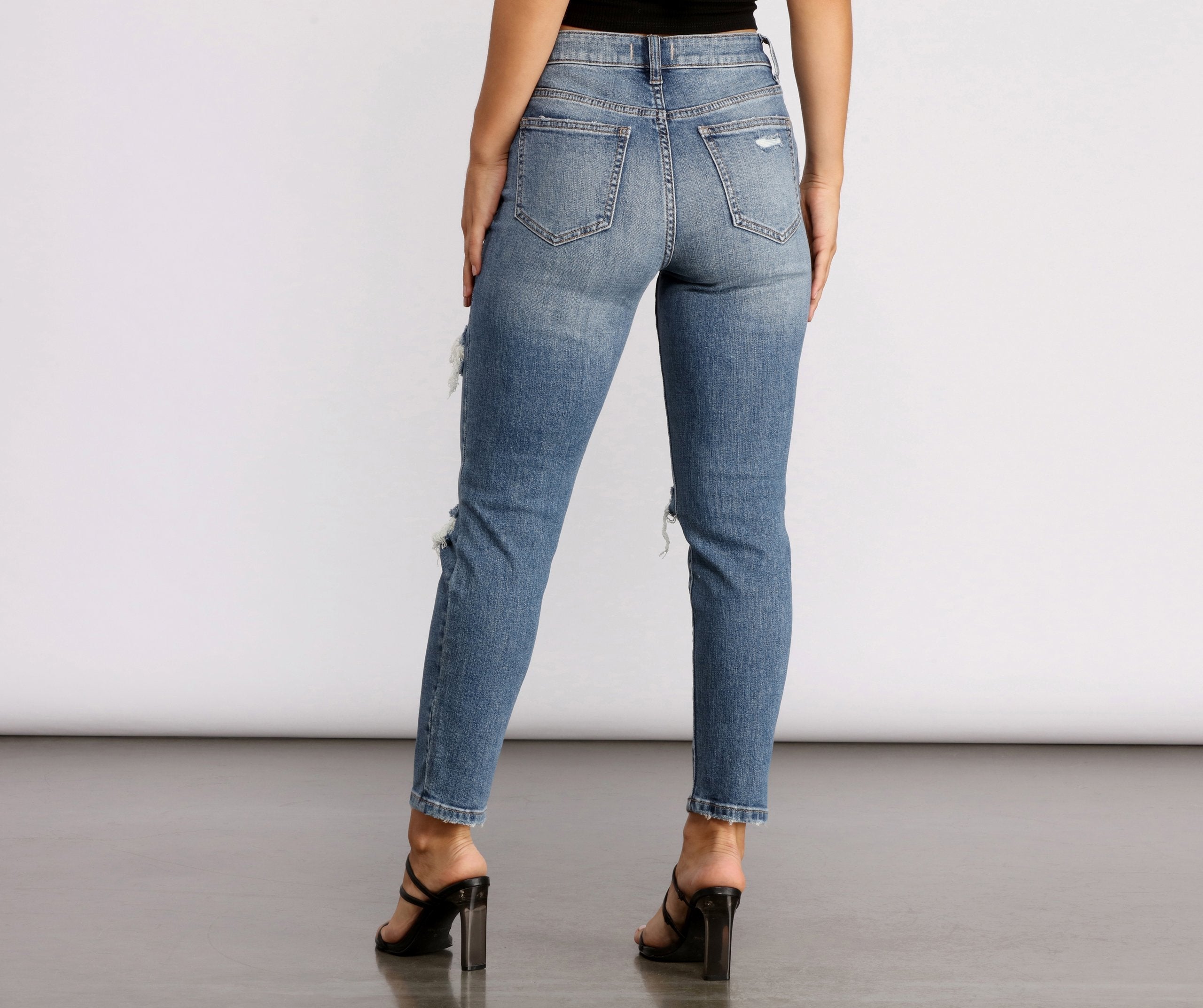 Tobi High Rise Distressed Mom Jeans Sai Feel