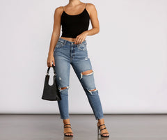 Tobi High Rise Distressed Mom Jeans Sai Feel