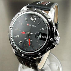 Watch with Leather Band (4.3 cm Dial)