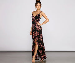 Total Sweetheart Floral High Slit Maxi Dress Sai Feel